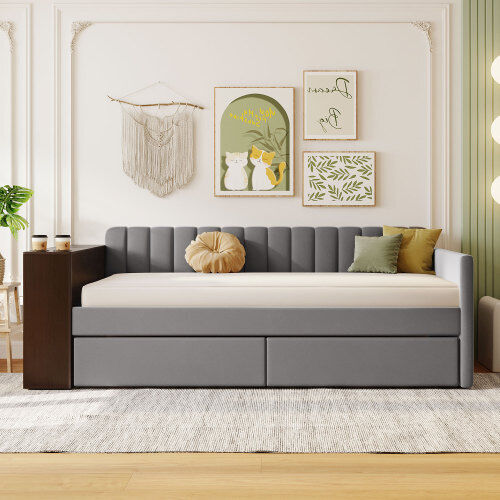 Upholstered daybed with drawers deals