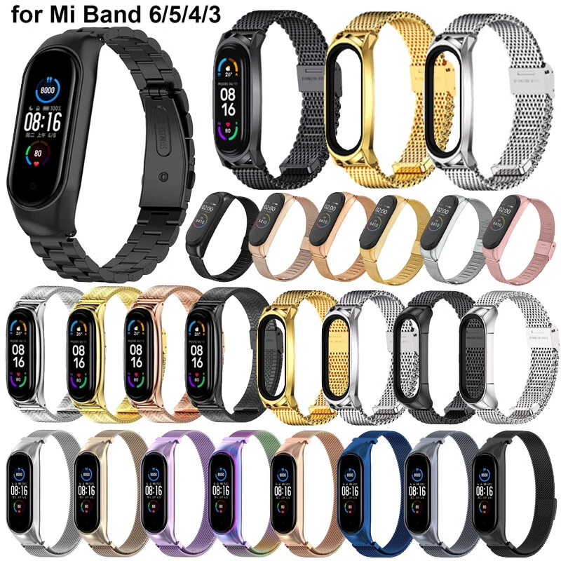 For Xiaomi Mi Band 6 5 4 3 Stainless Steel Smart Watch Band Strap Metal  Bracelet