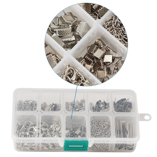 1 Box Iron Ribbon End Twist Extender Chain Jump Rings Clasps Mix Craft DIY Kit - Picture 3 of 8
