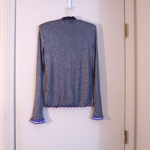 NWT $118 SPLENDID x MARGHERITA MISSONI Gray Shimmer Long Sleeve Knit Top Size S - Picture 2 of 4