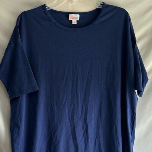LuLaRoe Irma Shirt Hi Low Blue Sz XS Short Sleeve Pull On Women - Picture 4 of 4