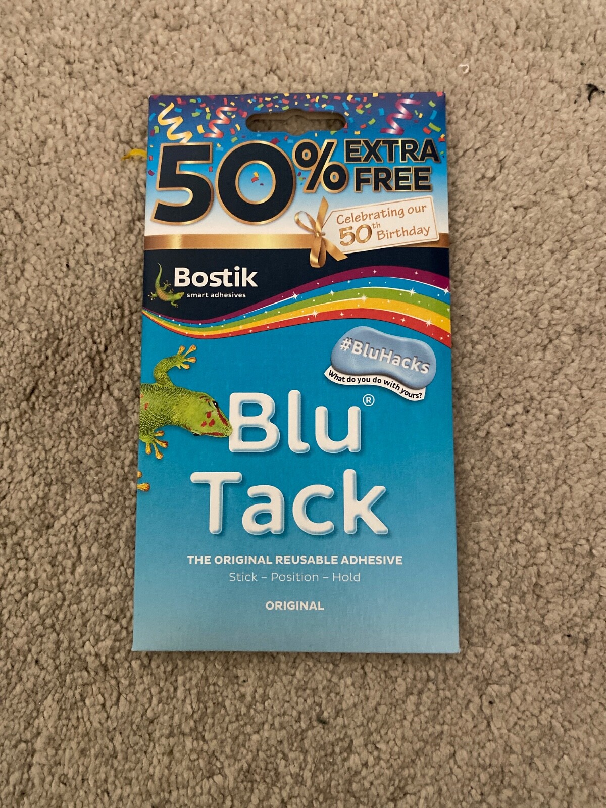 Bostik Blu Tack Original Blue Sticky Reusable Tac Economy Handy Size 60g
