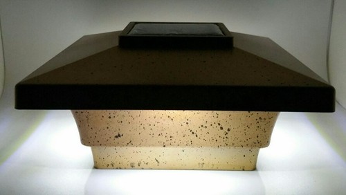 2-pk Solar 4x4 Copper Cap Light With 4 Bright White SMD LED For PVC / Wood Post - Picture 4 of 10