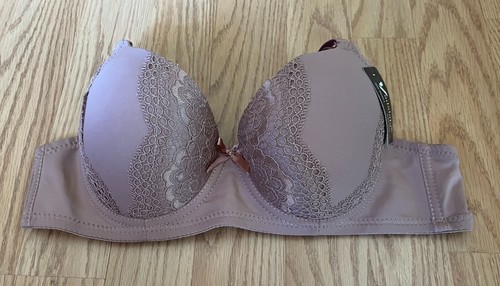 Vadalala Womens Bra Lace Size 32B Padded Push Up Style 96001 Underwire Beige A72 - Picture 4 of 12