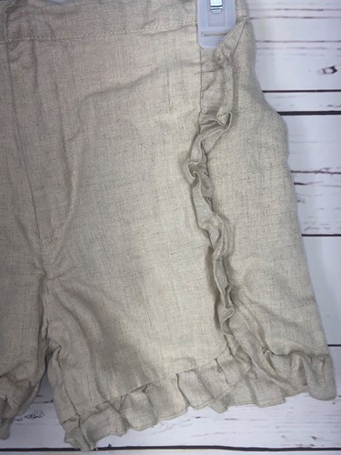 The Oaks Apparel Girls Ruffle Hem Shorts Beige Size 8 Linen Blend - Picture 5 of 7