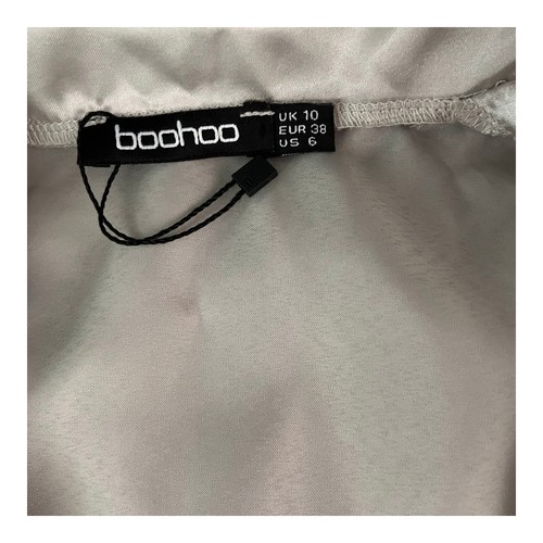 Boohoo Damen Satin Pyjama Set 2-teilig Langarm Knopfleiste Gr. 10 - Bild 11 von 14