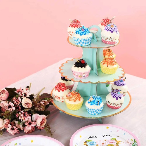 3-Layer Cake Stand Afternoon Wedding Plate Party Tableware Disposable Birthday - Picture 6 of 27