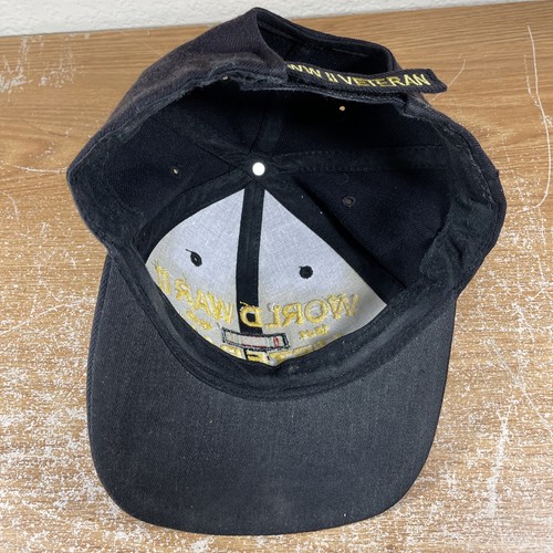 Black World War II WWII Veteran WW2 Military Baseball Cap Hat - Picture 9 of 11