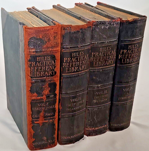 Hill's Practical Reference Library of General Knowledge 1906 4 Vol Set L Vaughan - Foto 1 di 15