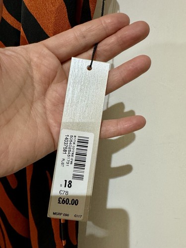 NWT Roman Animal Contrast Satin Midi Dress Black Orange Tiger £60 Size UK 18 - Picture 6 of 6