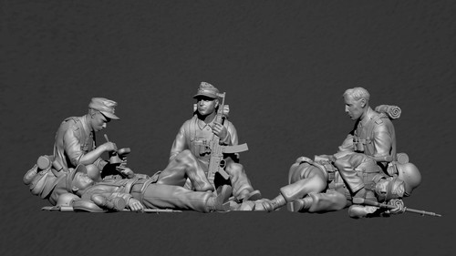 Kit modellino in resina 1/16 5 pezzi soldati tedeschi fanteria ww2 non verniciato - Foto 4 di 24