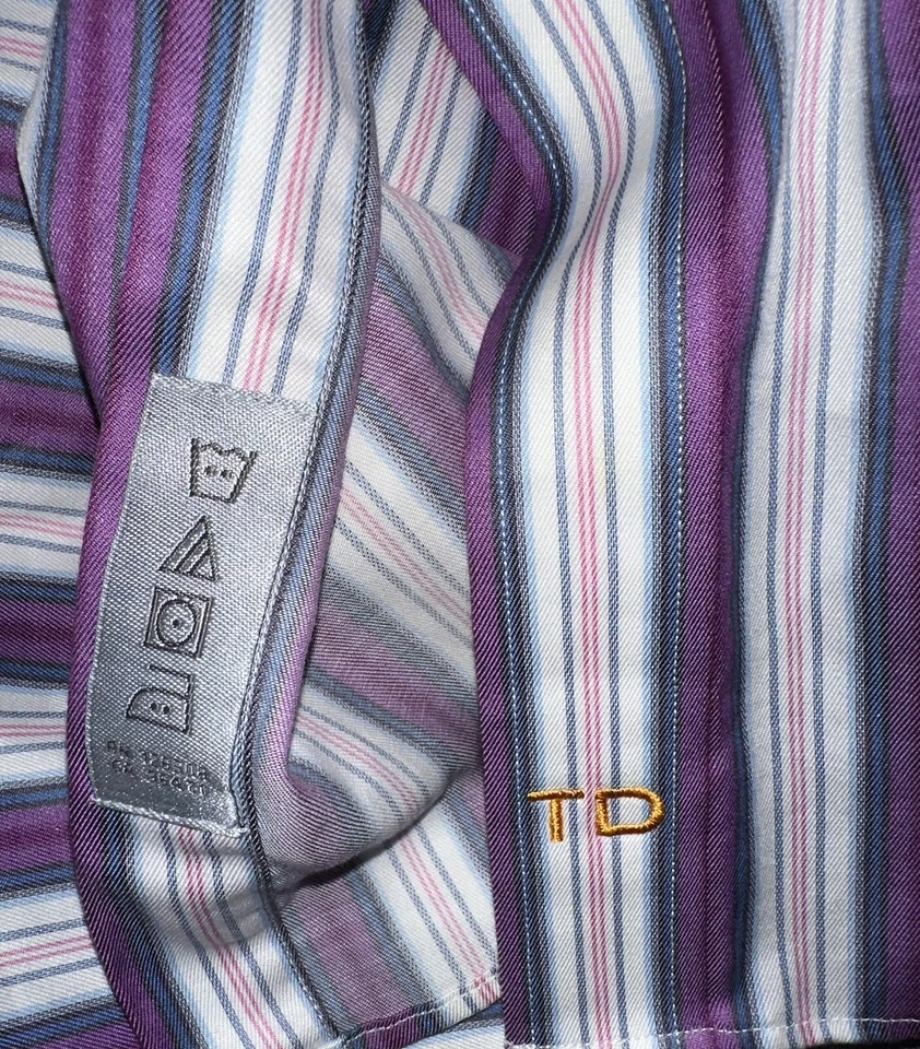 Vestido para hombre THOMAS DEAN TD manga larga XL puño abatible contraste púrpura ribete a rayas Foto 4 de 4