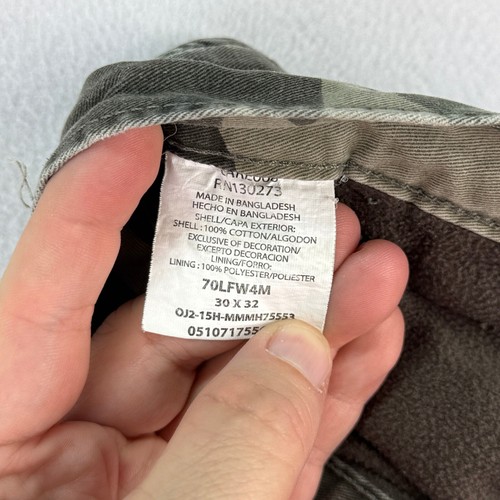 Wrangler Camo Cargo Pants Fleece Lined Outdoor Casual Size 30x30 (tag 30x32) - Picture 8 of 9