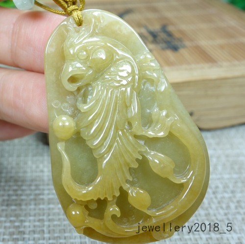 Certified Icy yellow Burma 100% Natural A jadeite Jade pendant~Lucky Bird 吉祥鸟 - Picture 14 of 23