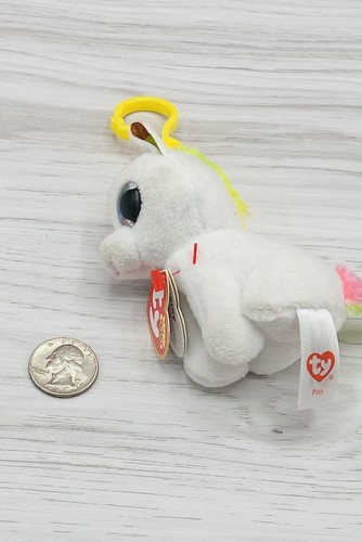 Beanie Boos Pixy Unicorn Ty White Teenie Babies Key Clip Keychain Mini Boo - Picture 6 of 9