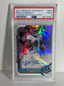 2021 Bowman University Chrome BRIAN ROBINSON  1st COMMANDERS Auto RookIE PSA 9