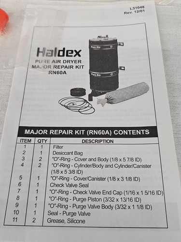 Haldex Pure Air Dryer Major Repair Kit RN60A Air Brake Line DQ6030 Midland M1070 - Picture 5 of 8