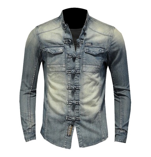 Holiday for Vonique Ruffle Denim Shirt Black Long Sleeve