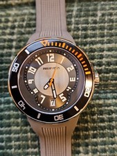 Philip Stein Gray Rubbar Band Silver Dial Quartz Wrist Watch