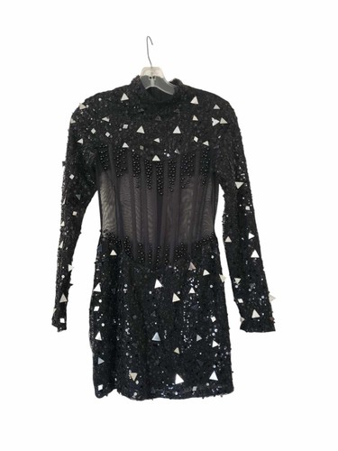 Mini Vestido Negro S/M Corsé Lentejuelas Transparentes Triángulo Espejo Piezas Bruja Caprichosa - Imagen 1 de 20