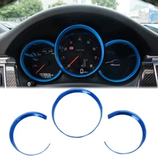 3PCS Blue Plastic Interior Dashboard Panel Ring Trim Cover Fits 15-20 Macan