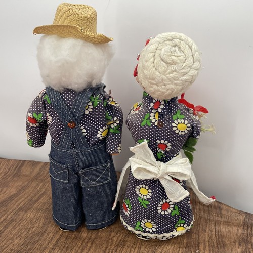 Lot Of 2 Dolls VINTAGE HANDMADE Mr & Mrs FARMER Grandma Grandpa Figures RARE - Picture 5 of 8