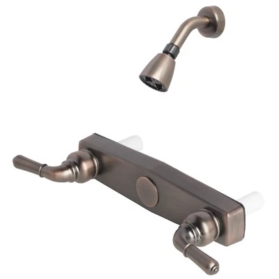 LAGUNA BRASS Mobile Home Two Handle 8" Shower Faucet Valve with Shower Head Brushed Bronze