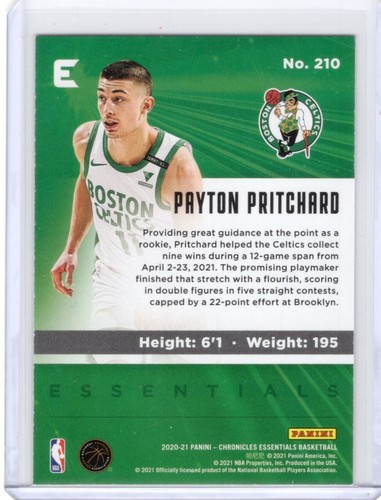 2020-21 Panini Chronicles Teal - Essentials Payton Pritchard #210 (RC) - Bild 2 von 2