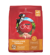 Purina One Dry Dog Food for Adult Dogs High Protein, Real Chicken & Rice, 40 lbs 1.25 per pound