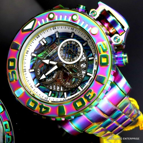 Invicta Sea Hunter Abalone Iridescent Steel 58mm Swiss Chronograph Watch New - 第 12/12 張圖片