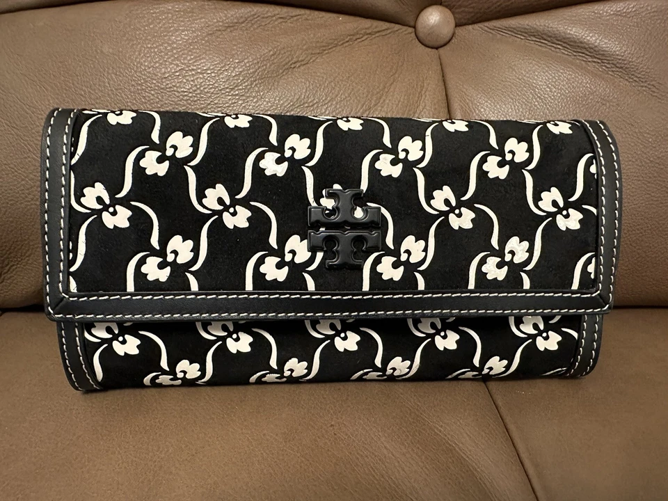 Tory Burch Juliette Cartera Cadena Floral Negra Japonesa Floral Pequeña Negra/Blanca Foto 2 de 4