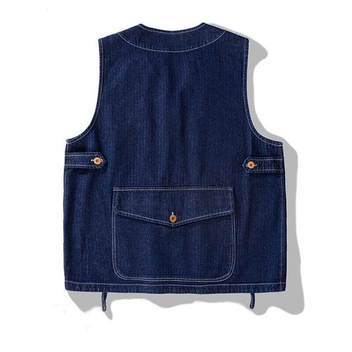 Men Denim Vest Sleeveless Jacket Button Up Gilet Classic Pockets Waistcoat Retro - Bild 4 von 10