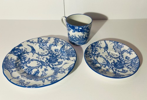 Spode Colonial Williamsburg Provincial Garden Teacup Saucer & 2nd Plate England - Foto 4 di 6