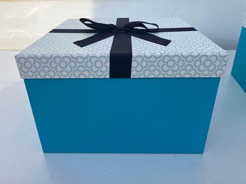 Extra Large Gift Box / Hamper Box / Hat Box With Bow Blue x 3 - Picture 5 of 10