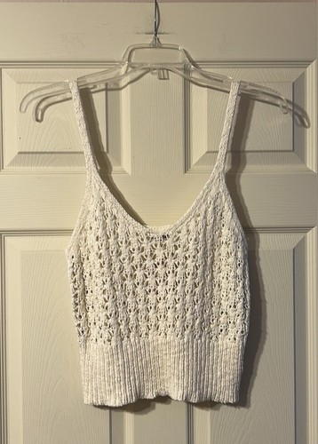 Neu mit Etikett Double Zero kurzes Häkel-Tanktop elfenbeinfarben Large - Bild 1 von 5