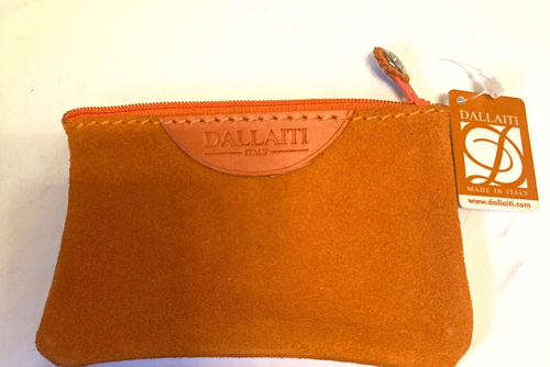 Dallaiti Italy Leather Zip top Coin Pouch Orange -4.5" NEW with TAG - Picture 4 of 5