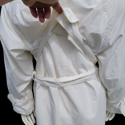 90s Long Trench Coat White Spy City Girl Carmen Sandiego Rainguard Classic M - Picture 10 of 23