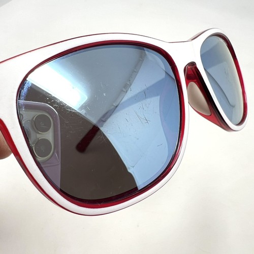 Tifosi Swank Sunglasses White/Red Frames, Blue Mirrored Lenses, SCRATCHED - Picture 6 of 13