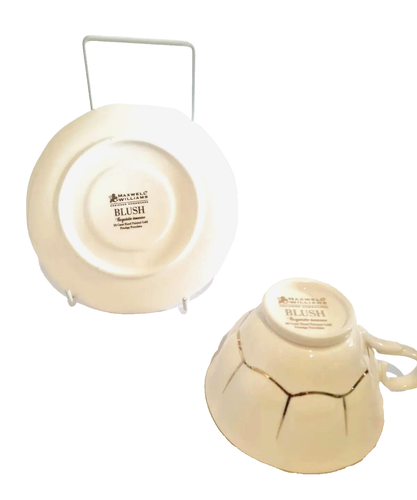 NEW MAXWELL WILLIAMS BLUSH TEACUP SAUCER GOLD 24 CARAT FOR GIFT & TEA INFUSER - Picture 6 of 17