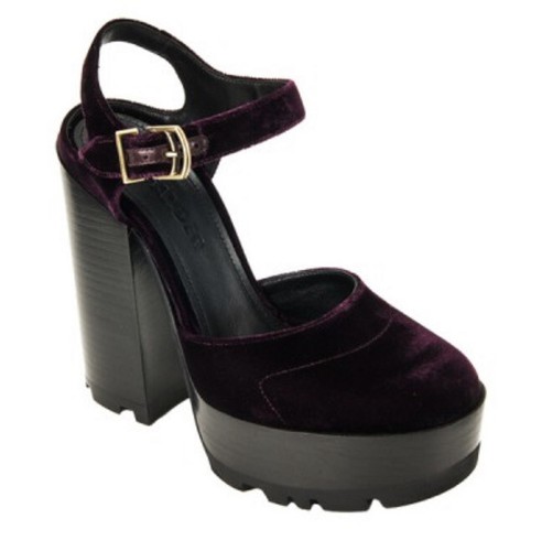 Jil Sander Lita Bordeaux Velvet Plotter Chunky Platform Heel VERY NICE!!! SZ 40 - Picture 1 of 12
