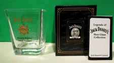 JACK DANIELS 1954 GOLD MEDAL SHOT GLASS Brussels Belgium Daniel's NEW in BOX COA