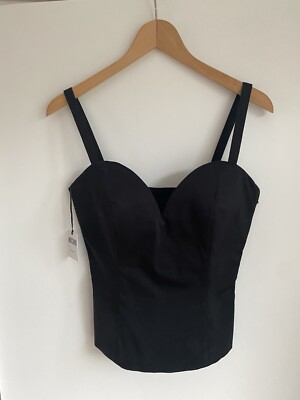 Moschino Couture! Schwarzes Korsett Top Größe UK 6 US 4 EU34 NEU mit Etikett