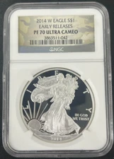 2014 W PROOF SILVER EAGLE NGC PF70 ULTRA CAMEO EARLY RELEASES Camo Slab