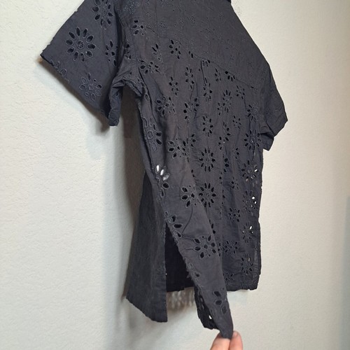 Camicetta top donna American Eagle Outfitters nera con occhielli e bottoni davanti taglia S nuova con etichette - Foto 5 di 6