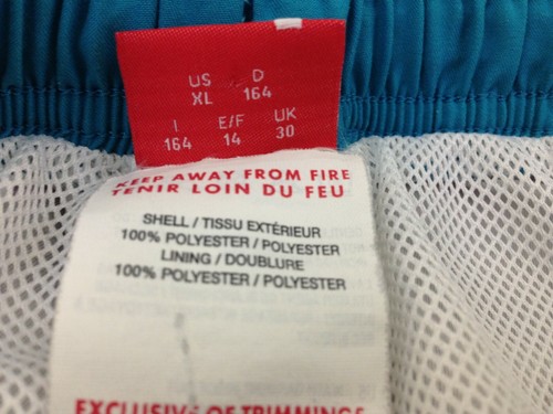 PUMA Boys Teal Gray Pattern Swim Trunks Elastic Tie Waist Swim Shorts Size XL - Picture 5 of 6