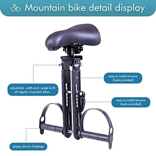 Kids Bike Seat with Handlebar Attachment Detachable Front Mounted Child - Picture 3 of 7