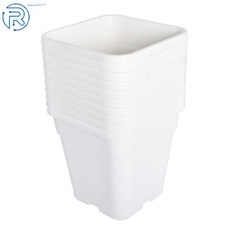 10 Pack 1 Gallon Square White Nursery Pots Garden Plastic Plant Grow Pots