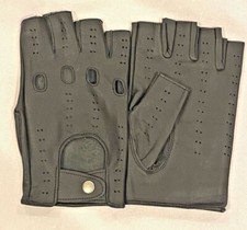 Driving Gloves Fingerless Car Motorcycle Leather Police Driver Gloves Black A-7