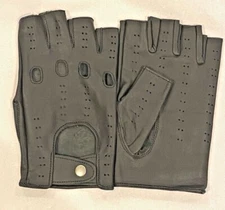 Driving Gloves Fingerless Car Motorcycle Leather Police Driver Gloves Black A-7