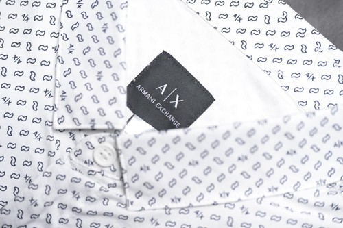 Armani Exchange A|X Men Signature Logo Slim Fit Stretch Cotton Fashion Shirt S - Picture 3 of 9